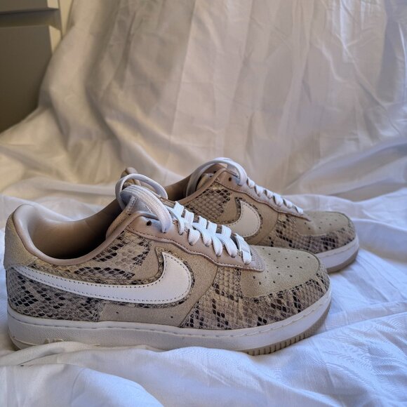 Nike Custom Air Force 1 Low Tan/White Snakeskin CT3655-991 Size 7.5 | Worn Once - Picture 1 of 4